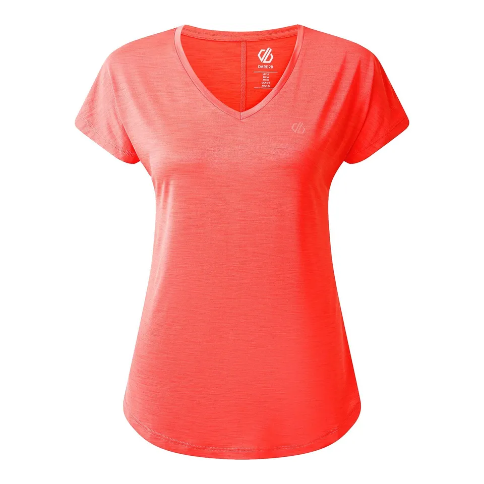 BRAND NEW DARE 2B WOMEN'S VIGILANT LIGHTWEIGHT T-SHIRT IN PEACH BLOOM SIZE UK 22