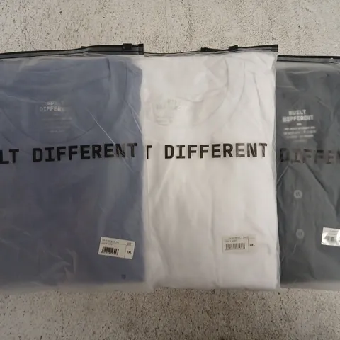 SET OF APPROXIMATELY 10 ASSORTED BUILT DIFFERENT T-SHIRTS/SHIRTS IN VARIOUS COLOURS AND SIZES