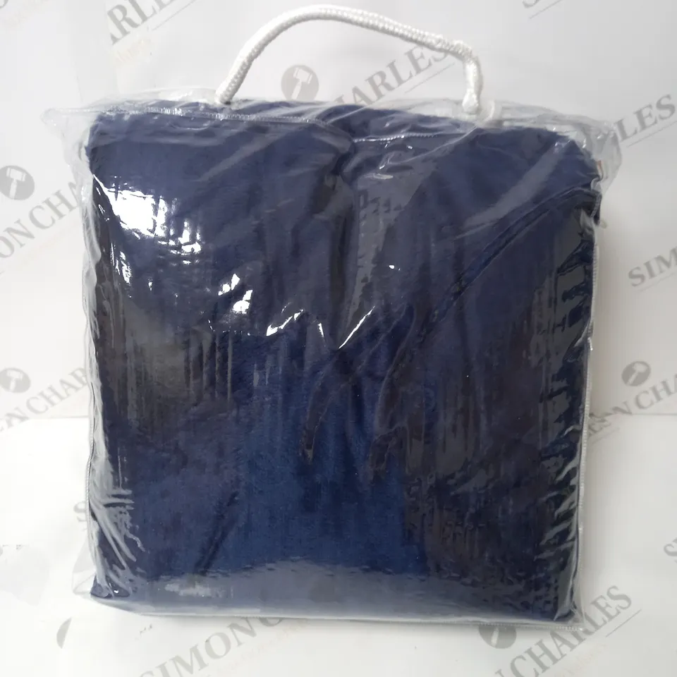 BOXED SUPER POLAR FLEECE 160 X 120CM ELECTRIC BLANKET IN NAVY BLUE 