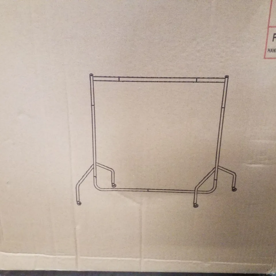 BOXED HOUSE OF HOME HEAVY DUTY CLOTHES RAIL 5FT LONG X 5FT TALL BLACK QUALITY METAL STAND RACK