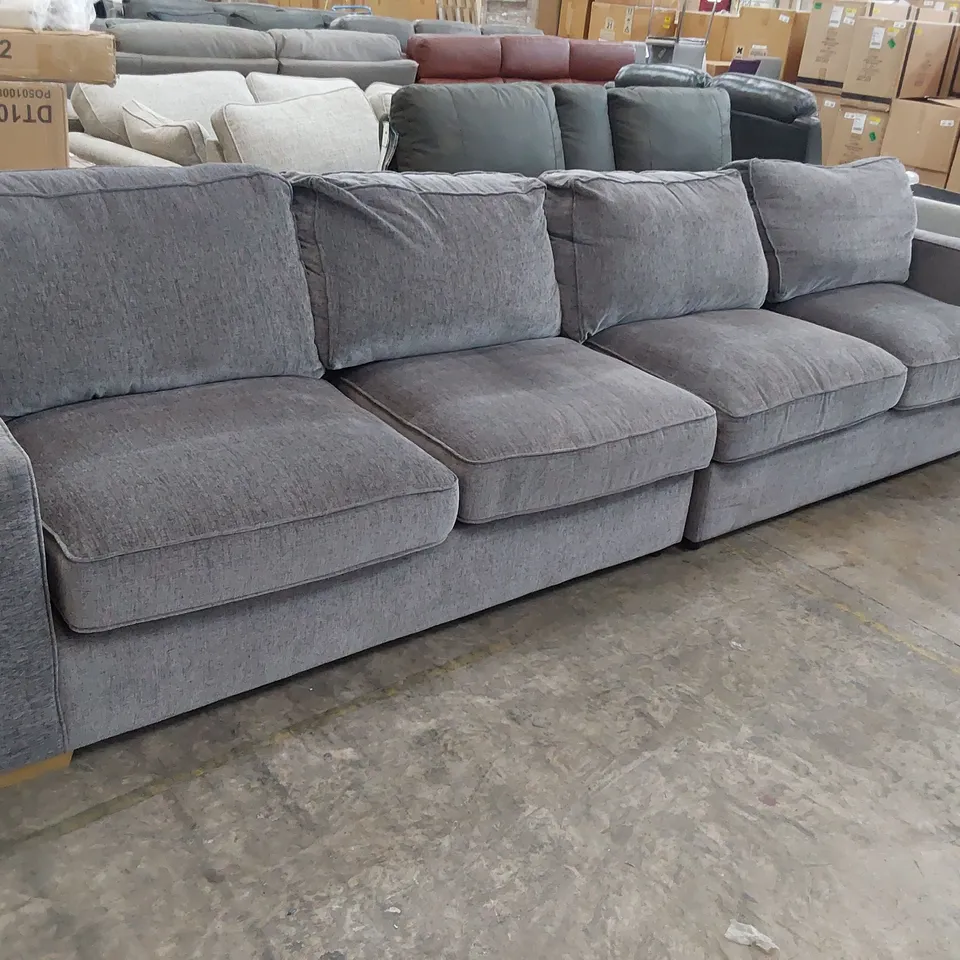 DESIGNER FIVE SEATER SOFA GREY FABRIC ( 2 SECTIONS )