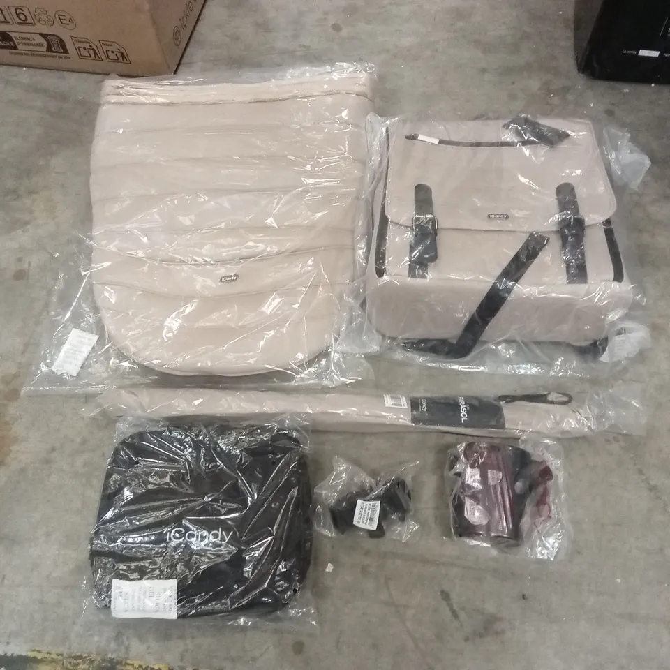 BOXED ICANDY ACCESSORIES - COOKIE // INCLUDES; CHANGING BAG, FOOTMUFF, PRAM PARASOL, CUPHOLDER ETC