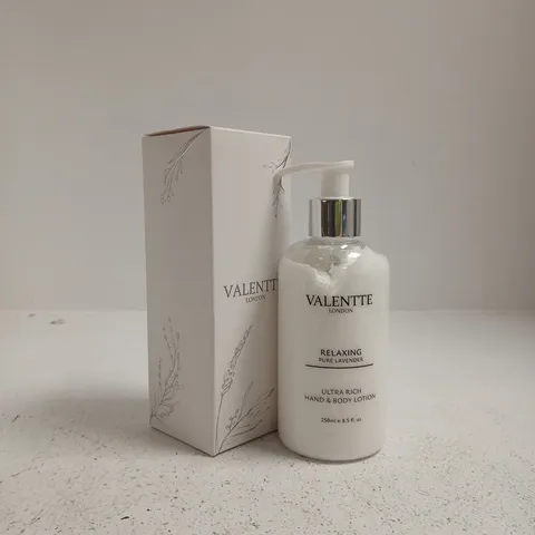 VALENTTE LONDON RELAXING PURE LAVENDER HAND AND BODY LOTION 250ML