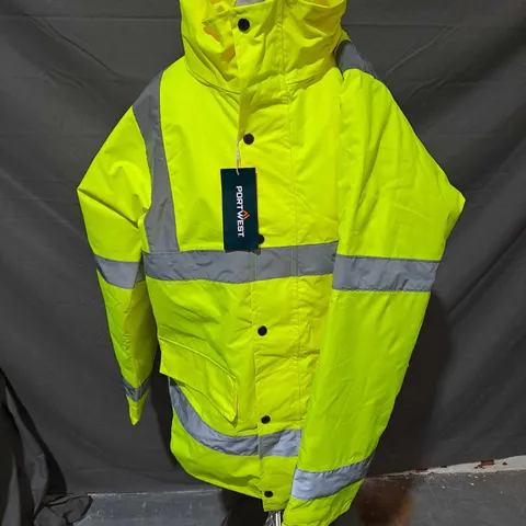 PORTWEST HI-VIS TRAFFIC JACKET IN YELLOW - MEDIUM