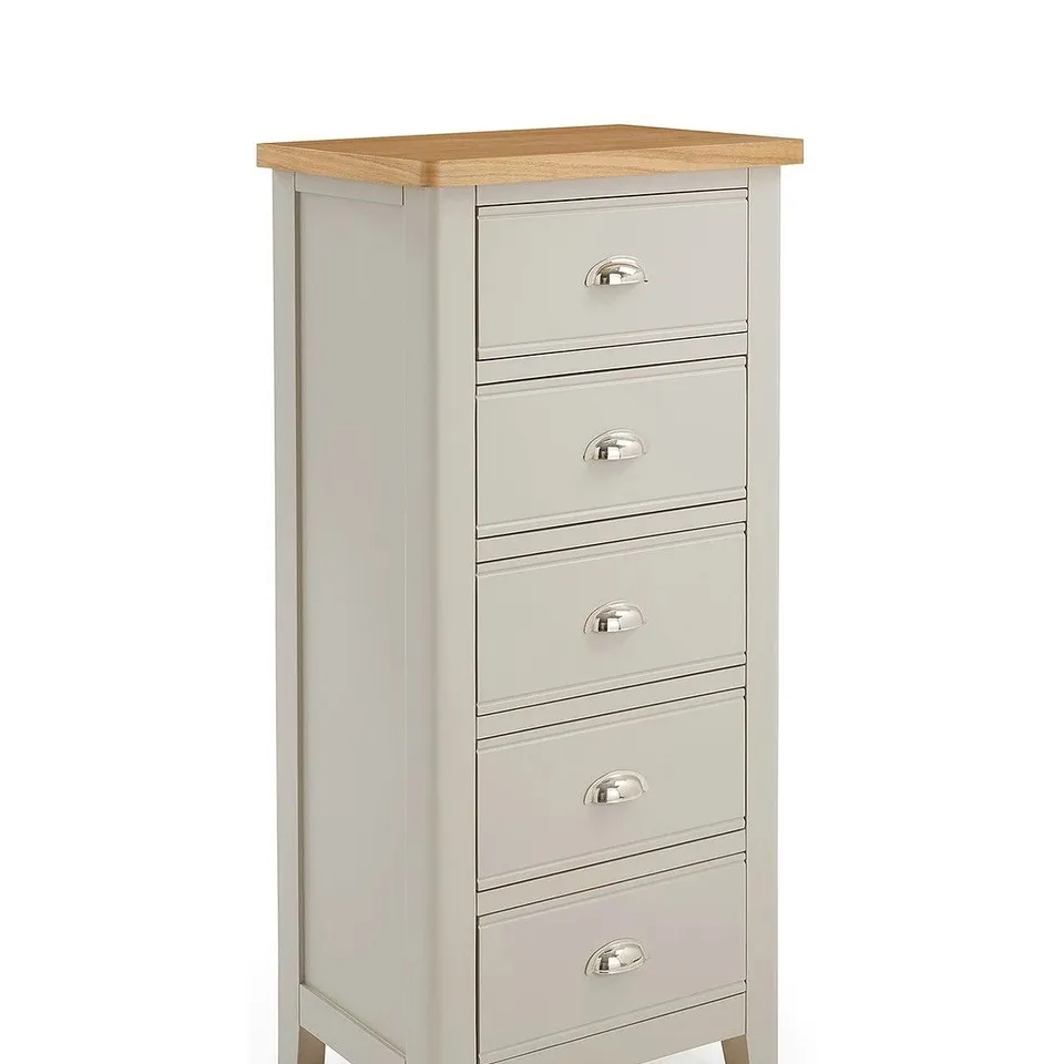 MALONE READY ASSEMBLED 5 DRAWER TALL BOY - CONTAINS SOLID WOOD - COLLECTION ONLY