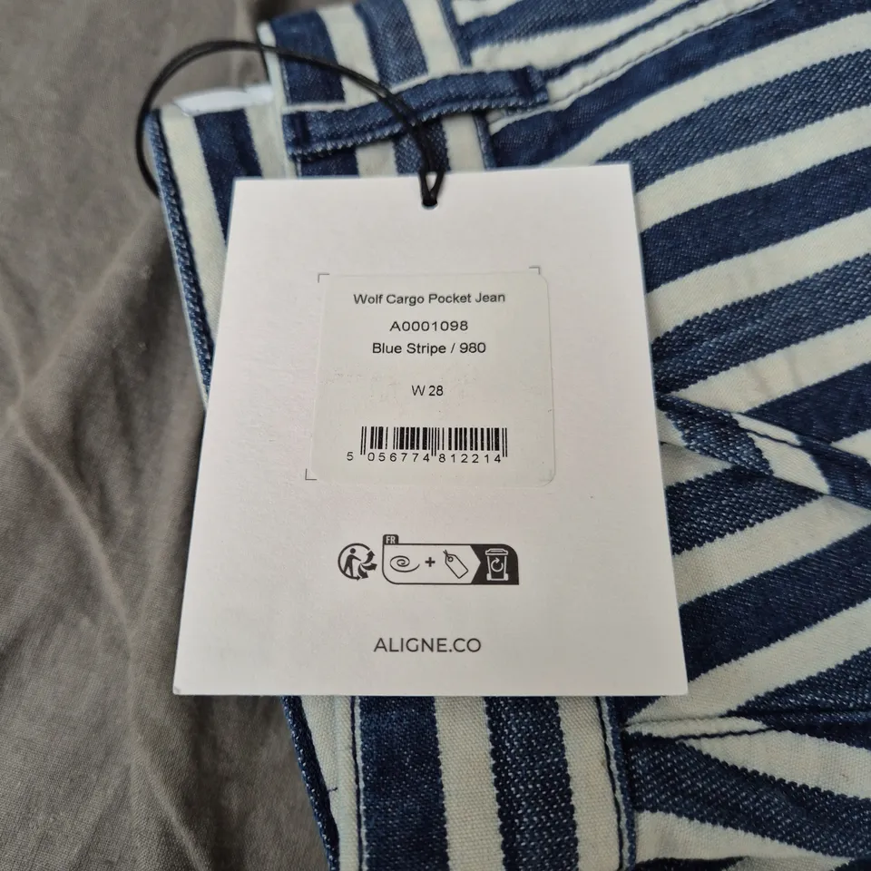 ALIGNE WOLF CARGO POCKET JEAN – BLUE STRIPE, SIZE W28