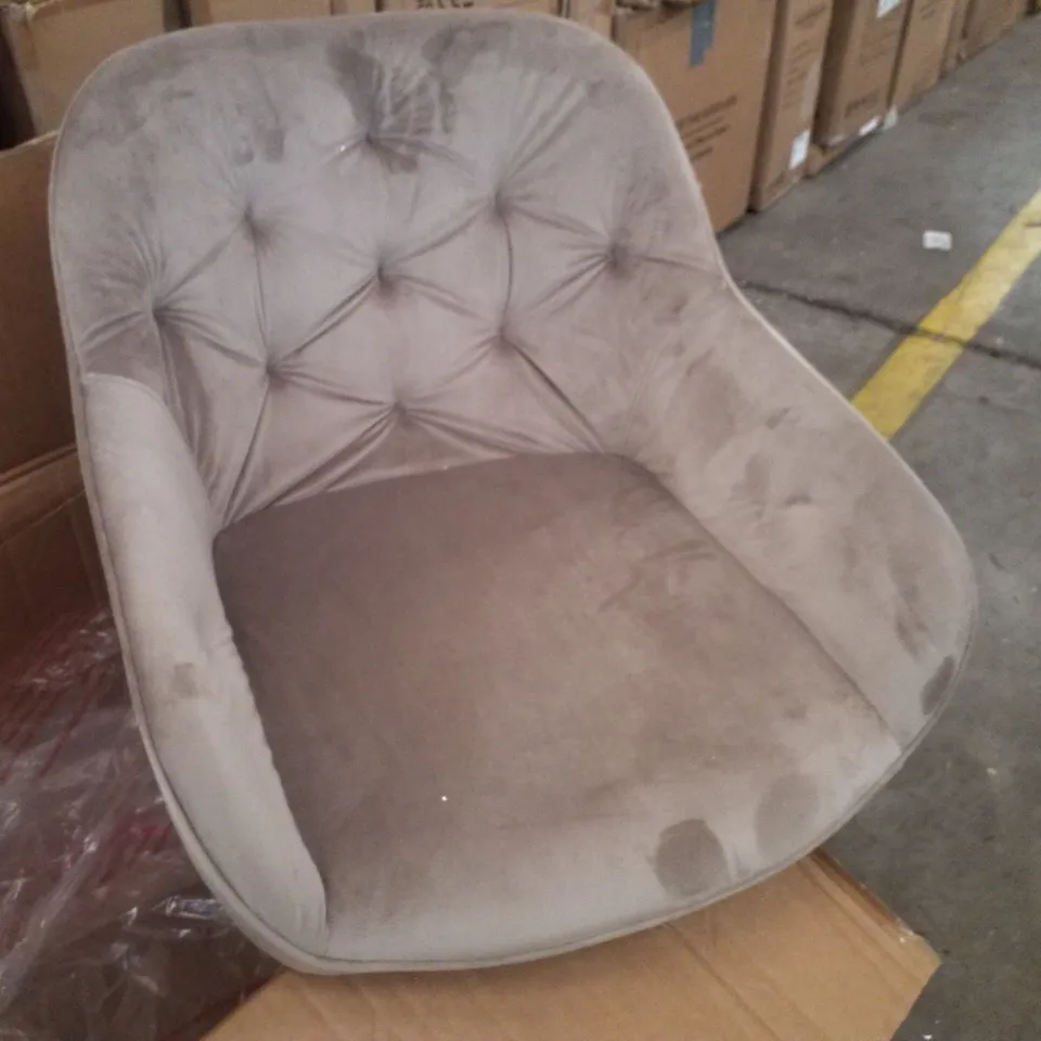 BOXED LEMROE 360° SWIVEL DINING CHAIR, VELVET UPHOLSTERED DESK CHAIR - GREY PATTERN 