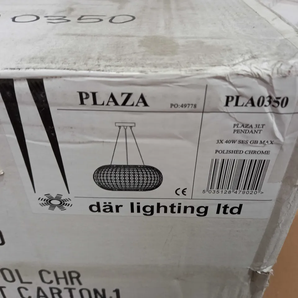 DAR LIGHTING PLAZA 3LT PENDANT POL CHR 