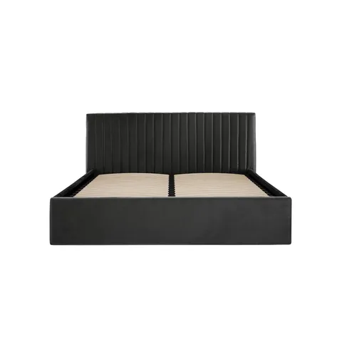 BOXED HUCKSLEY UPHOLSTERED BED FRAME - BLACK // SIZE: DOUBLE (2 BOXES)