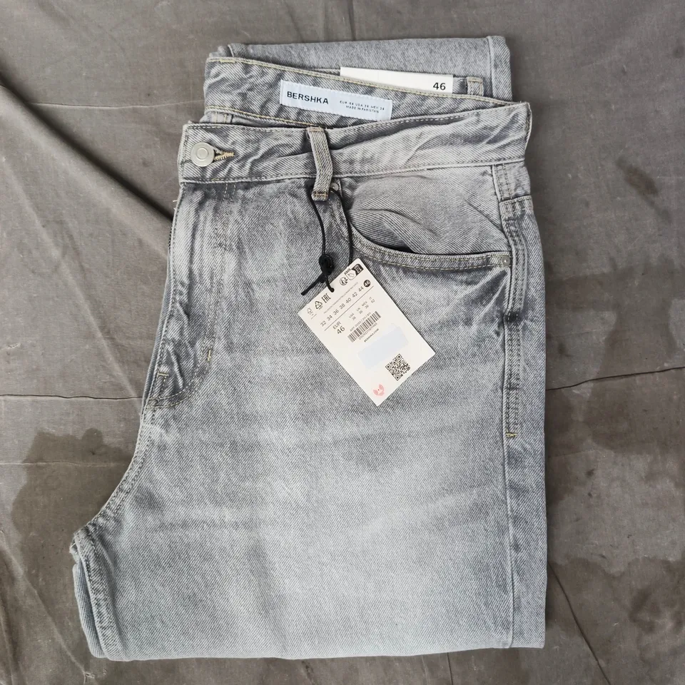 BERSHKA STRAIGHT JEANS IN GREY SIZE UK 36