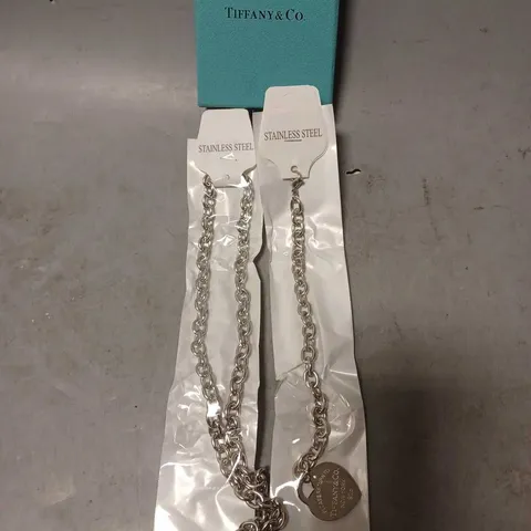 BOXED TIFFANY&CO SILVER HEART ENGRAVED NECKLACES 