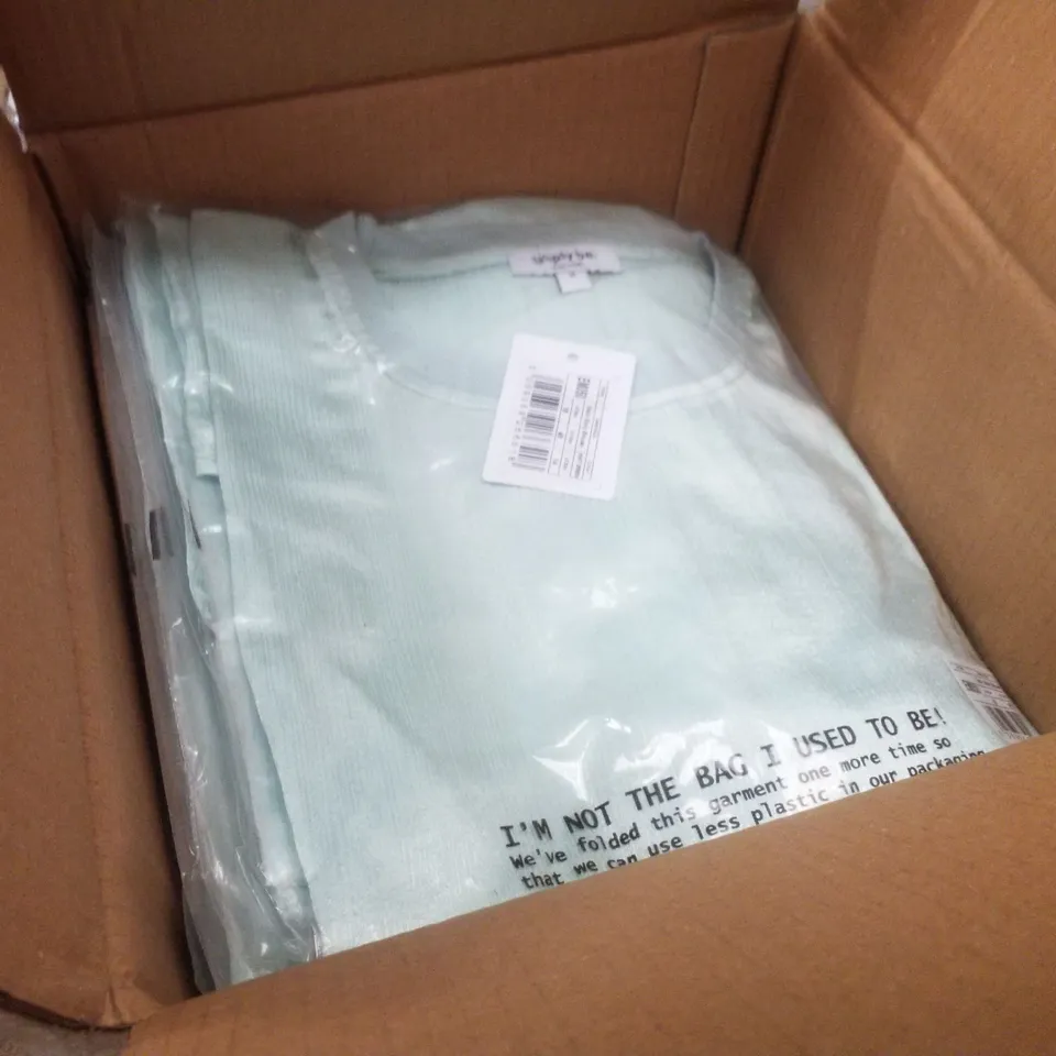 BOX CONTAINING APPROXIMATELY 9 BRAND NEW SIMPLY BE MINT GREEN SATIN BOXY BLOUSES - SIZE 18