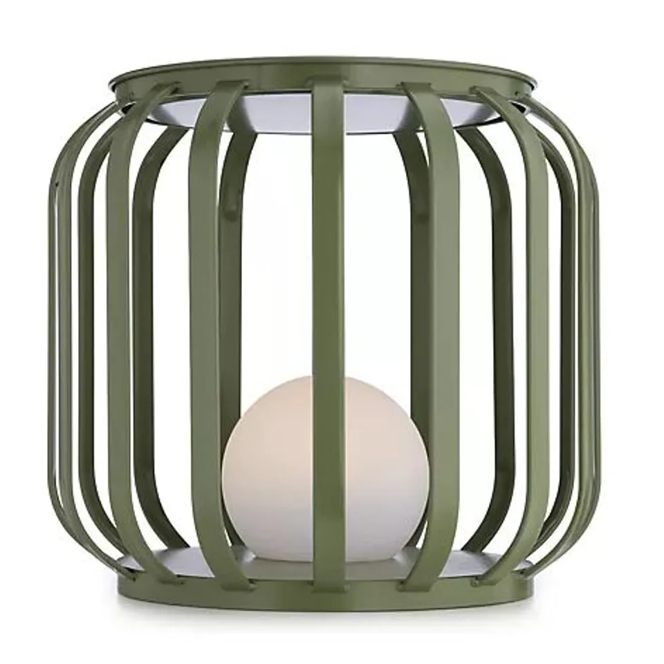 ABODE OUTDOOR SHORT METAL PLANT STAND TABLE WITH ORB LIGHT 
