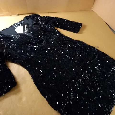 BOOHOO SEQUIN BODYCON DRESS IN BLACK - 14