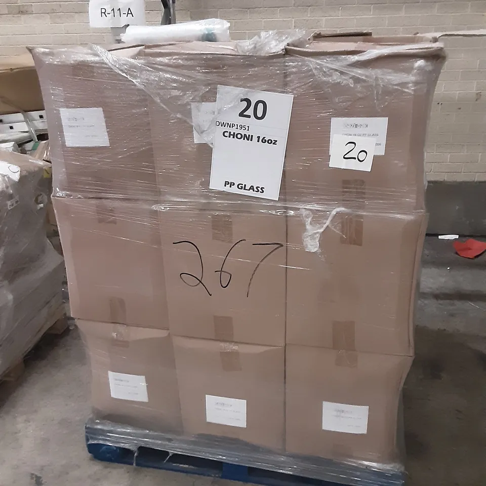 PALLET OF APPROXIMATELY 18 BOXES OF CHONI 16 OZ PP GLASS 