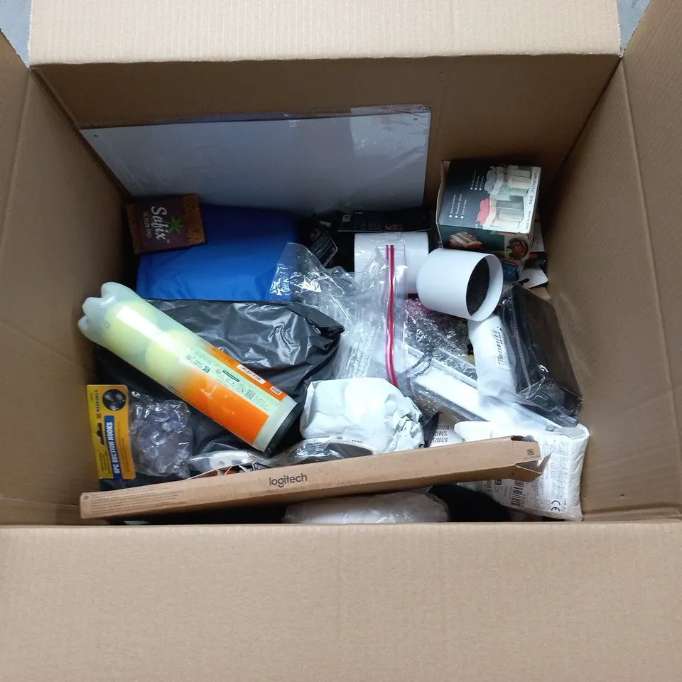 LARGE QUANTITY OF ASSORTED HOUSEHOLD ITEMS TO INCLUDE HEAD TENNIS BALLS, EARLOOP MASKS AND DOVE GIFT SET