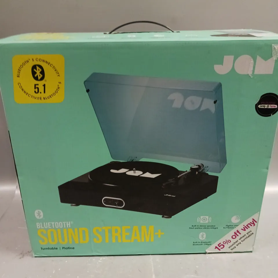 4 X BOXED JAM SOUND STREAM+ BLUETOOTH ENABLED TURNTABLES IN BLACK