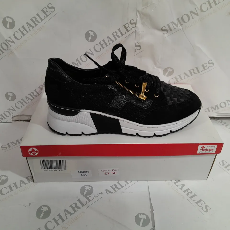 BOXED RIEKER BLACK CASUAL TRAINERS SIZE 7