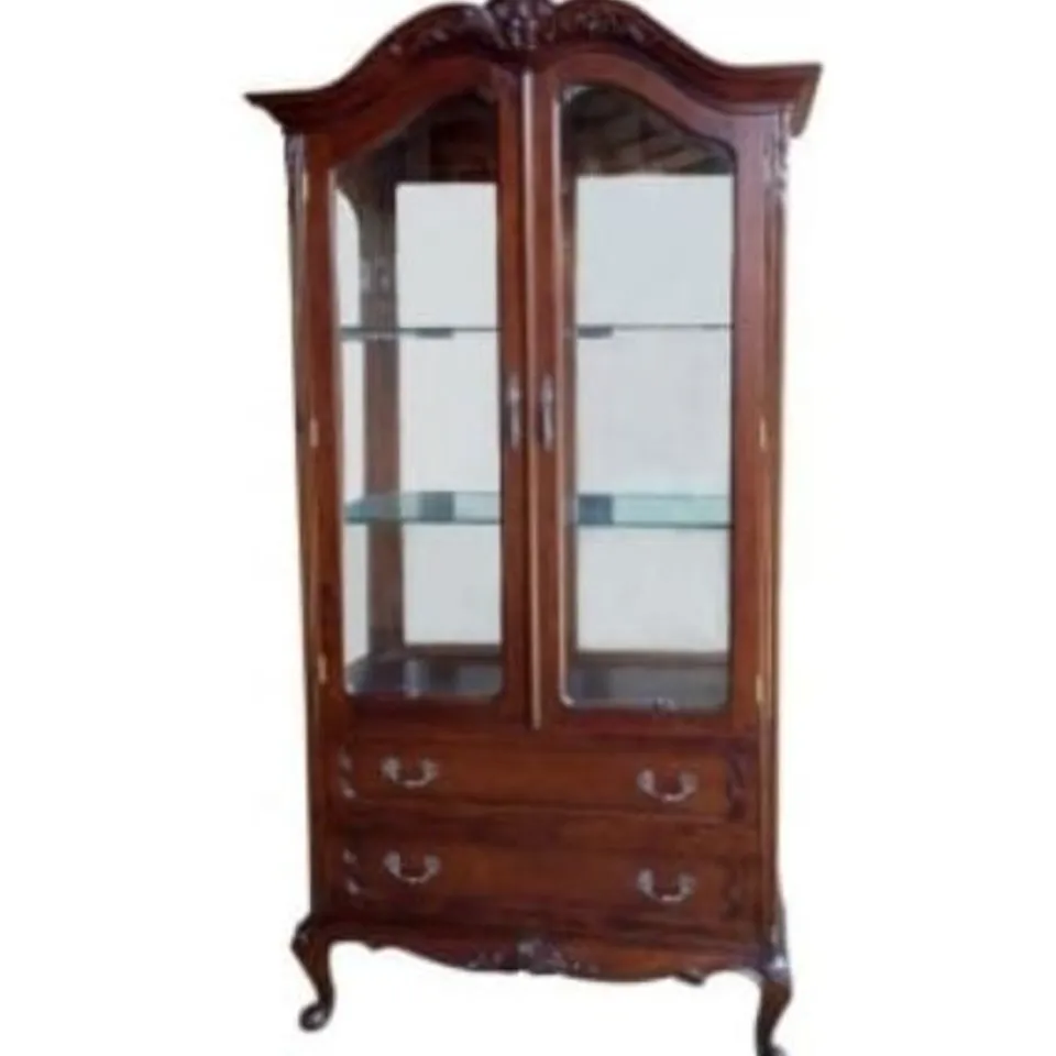 BRAND NEW HOMES DIRECT 365 MAHOGANY ANTIQUE FRENCH STYLE DISPLAY CABINET (6 BOXES)