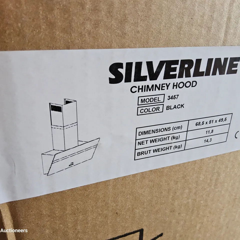 BOXED SILVERLINE CHIMNEY HOOD EXTRACTOR BLACK 3457