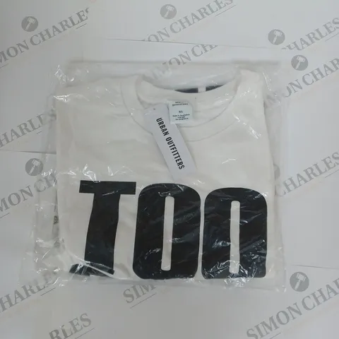 URBAN OUTFITTERS "TOO GOOD FOR YOU" T-SHIRT IN WHITE/BLACK SIZE M/L