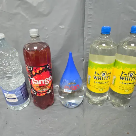 5 ASSORTED DRINKS TO INCLUDE TANGO, WATER, AND LEMONADE 