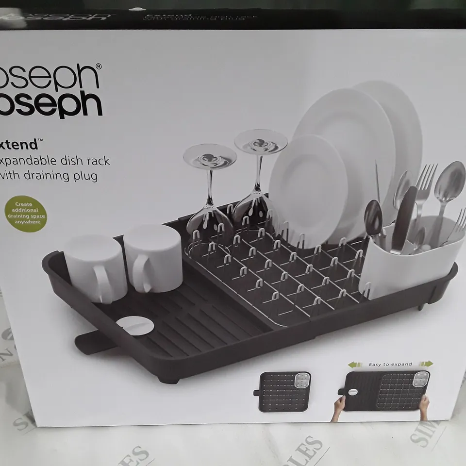 BOXED JOSEPH JOSEPH EXTEND DISH RACK WITH DRAINING PLUG