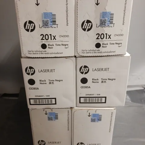 SET OF 6 HP LASER JET PRINTER CARTRIDGES TO INCLUDE - 201X , 85A , 26X 