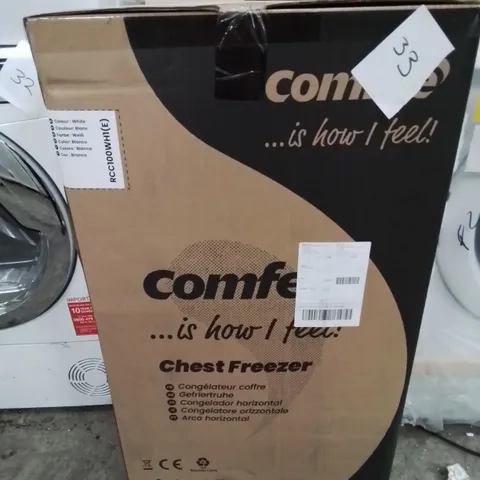 COMFEE 99L FREESTANDING WHITE CHEST FREEZER - UNPROCESSED RAW RETURN