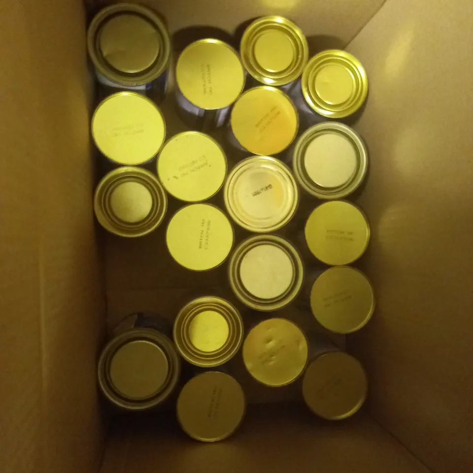 MEDIUM BOX OF ASSORTED TINS OF PAINT TO INCLUDE PAINT FACTORY AND RAPIDE - COLLECTION ONLY 