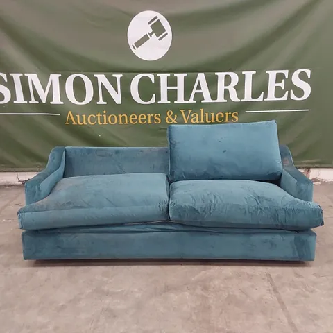 QUALITY DESIGNER 3 SEATER APPLEDOE SOFA BED - TEAL VELVET