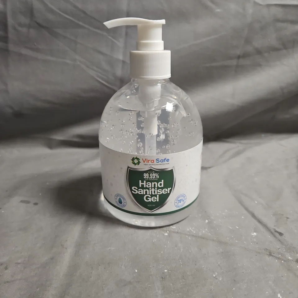 APPROXIMATELY 12 VIRA SAFE 99.99% HAND SANITISER GEL 500ML 