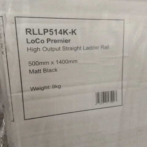 BOXED LOCO PREMIER HIGH OUTPUT STRAIGHT LADDER TOWEL RAIL, MATT BLACK - 500 x 1400mm