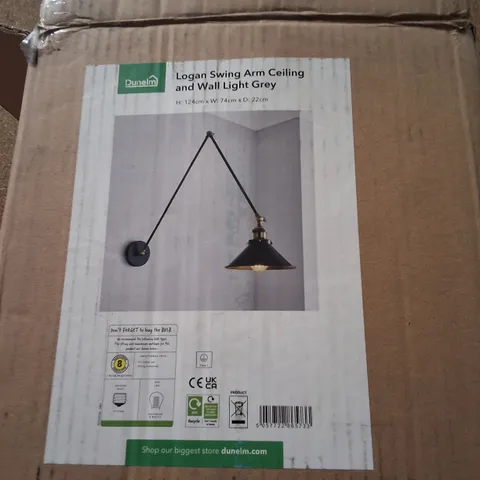 BOXED DUNELM LOGAN SWING ARM CEILING & WALL LIGHT β GREY