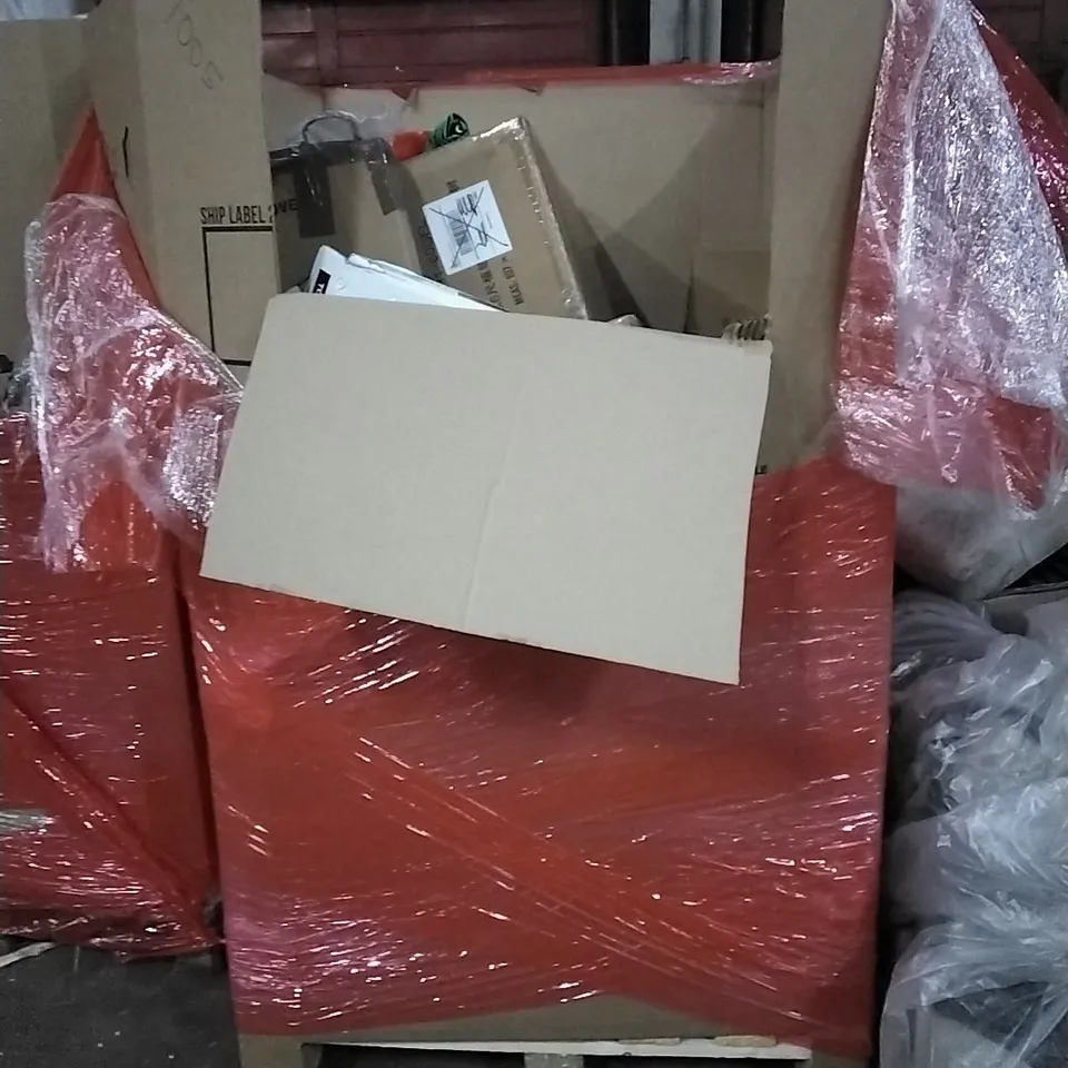 PALLET OF HOUSEHOLD ITEMS TO INCLUDE SENSOR BIN,SAFE DARTS, PICTURE FRAMES, TOILET SEAT,WOK AND OTHER ASSORTED ITEMS...