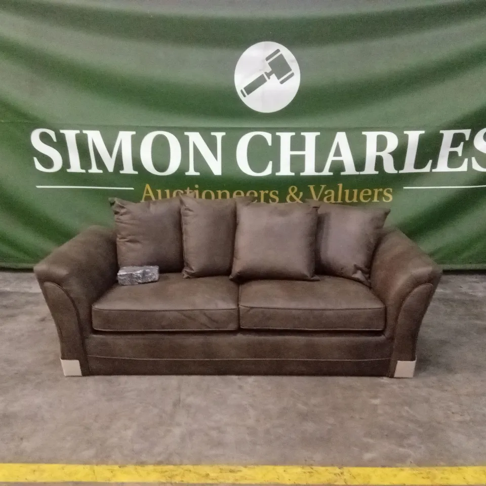 DURY LEATHER LOOK 3 SEATER SOFA - CHOCOLATE RRP £599