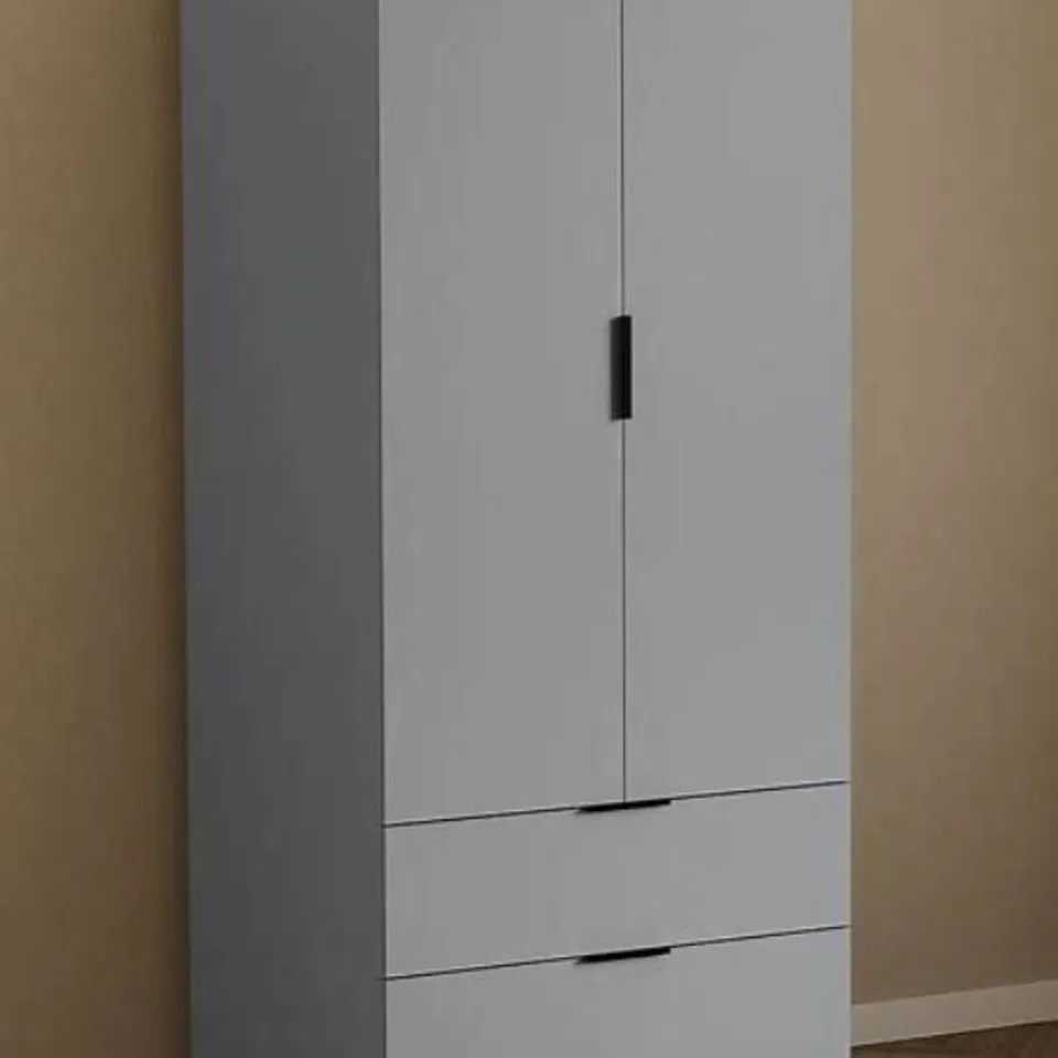 BOXED TREGA 2 DOOR 2 DRAWER WARDROBE - GREY (2 BOXES)
