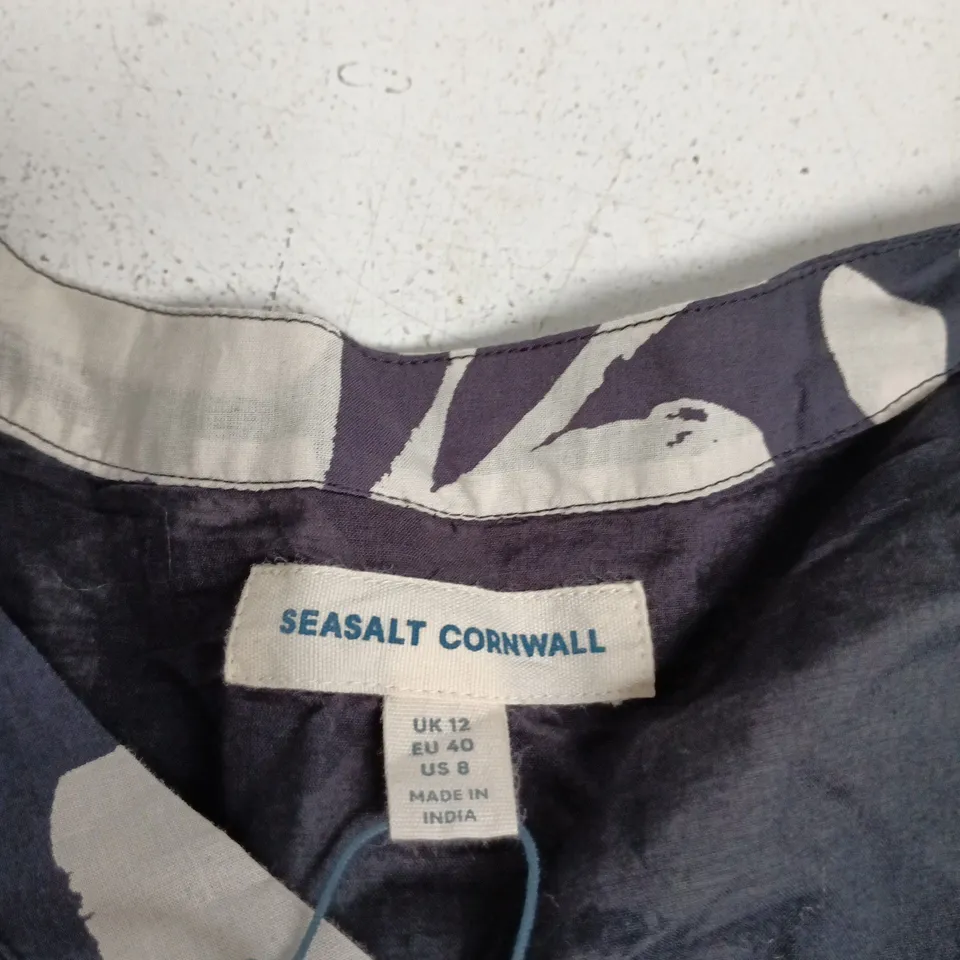 SEASALT CORNWALL WOMEN'S DRESS – NAVY/WHITE FLORAL, ORGANIC COTTON, UK 12 (EU 40, US 8)