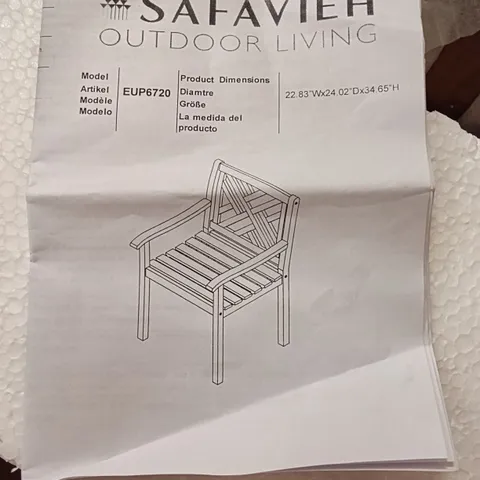 BOXED SAFAVIEH OUTDOOR LIVING GARDEN FURNITURE SET - NATURAL (1 BOX)