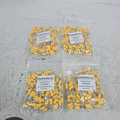 DAVICO EYPO 63F YELLOW CRIMP TERMINAL 6.3MM INSULATED FEMALE PACK OF APPROXIMATELY 100 (4 PACKS)