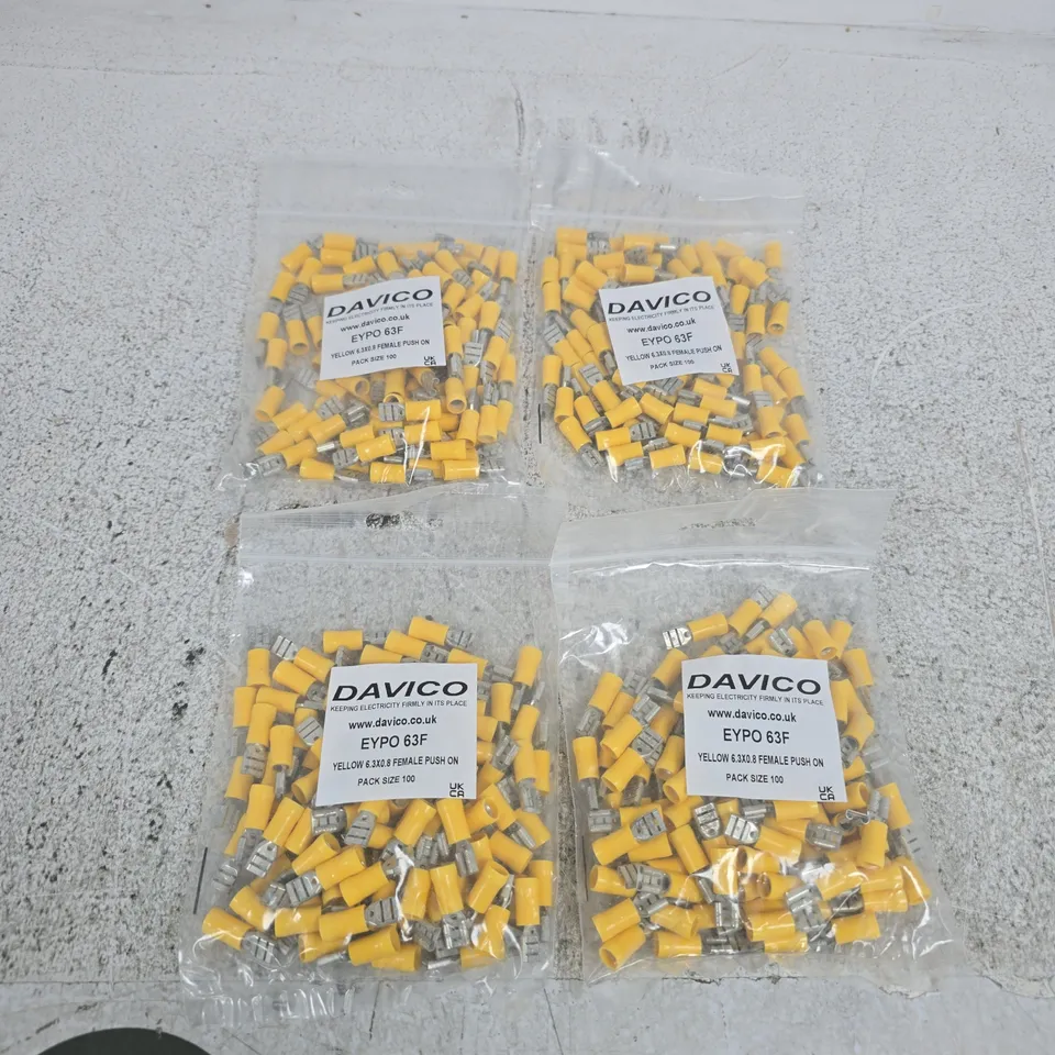 DAVICO EYPO 63F YELLOW CRIMP TERMINAL 6.3MM INSULATED FEMALE PACK OF APPROXIMATELY 100 (4 PACKS)