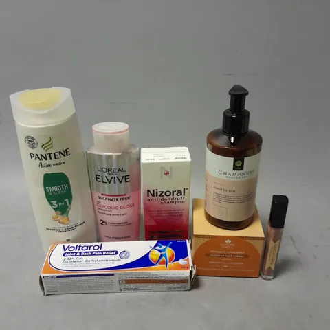 APPROXIMATELY 20 ASSORTED COSMETIC ITEMS TO INCLUDE - PANTENE SMOOTH & SLEEK SHAMPOO - VOLTAROL GEL - CHAMPNEYS HAND LOTION