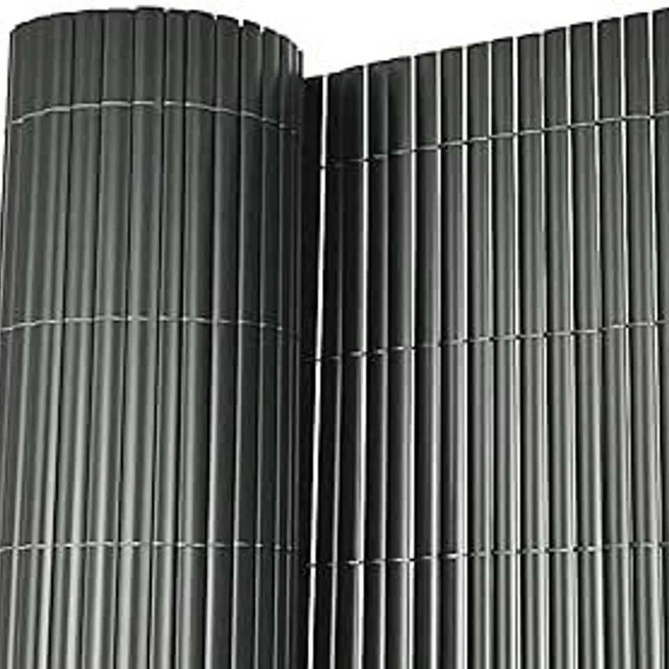 BOXED 4845 1M X 5M GREY PVC OUTDOOR GARDEN FENCING PRIVACY SCREEN ROLL