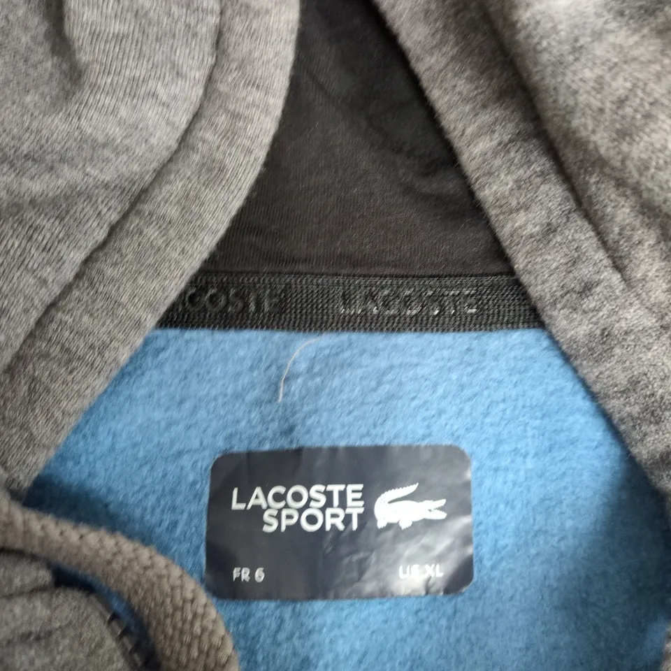 LACOSTE SPORT COLOUR-BLOCK ZIP HOODIE, GREY/WHITE/BLUE – UK XL