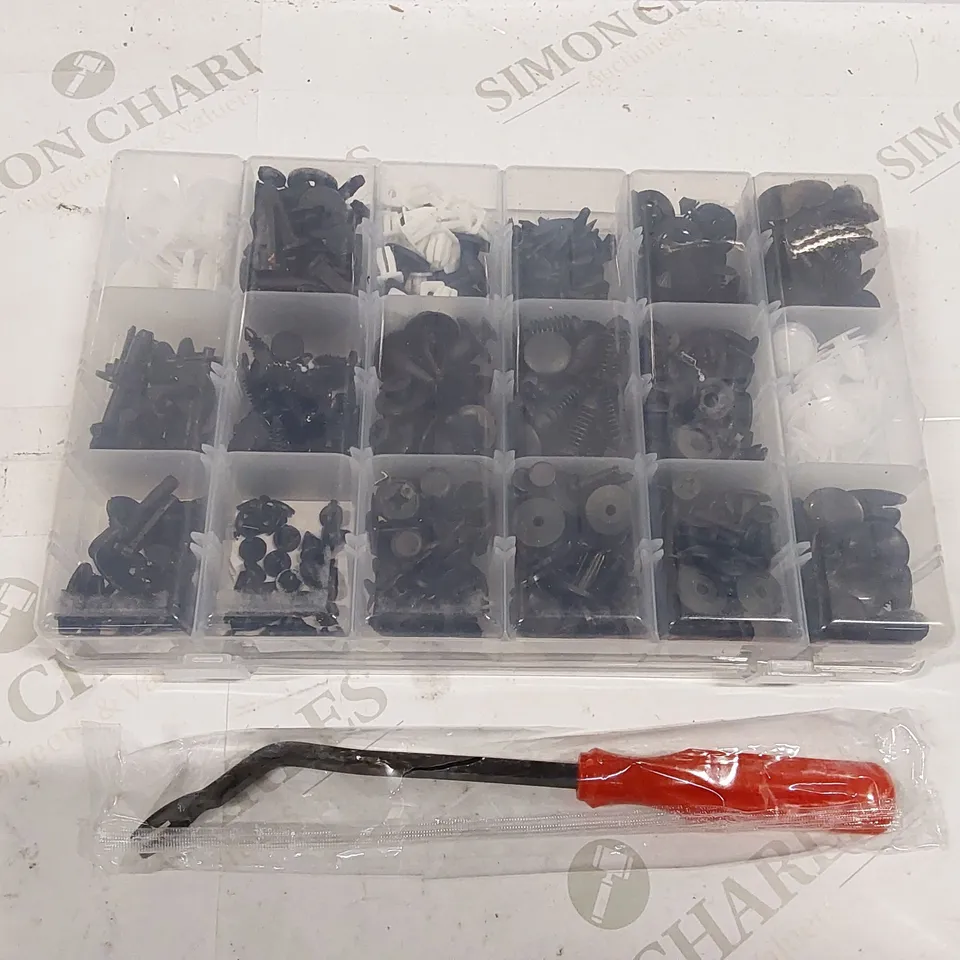 BOXED 415 PCS CAR FENDER CLIPS KIT, 18 SIZES PUSH BUMPER FASTENER RIVET CLIPS, PLASTIC RIVETS RETAINERS PANEL BUMPER FASTENER KIT WITH CONTAIN BOX (1 BOX)