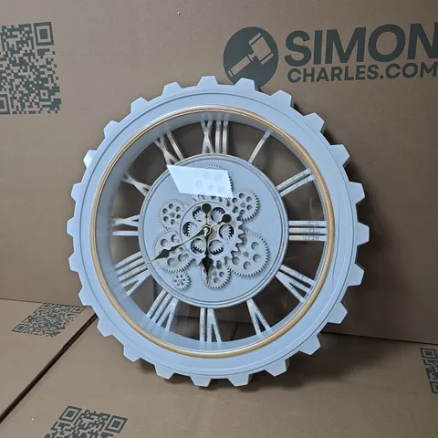 DECORATIVE GEAR-STYLE WALL CLOCK IN WHITE