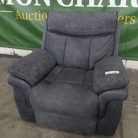 DESIGNER POWER RECLINING EASY CHAIR DARK GREY FABRIC