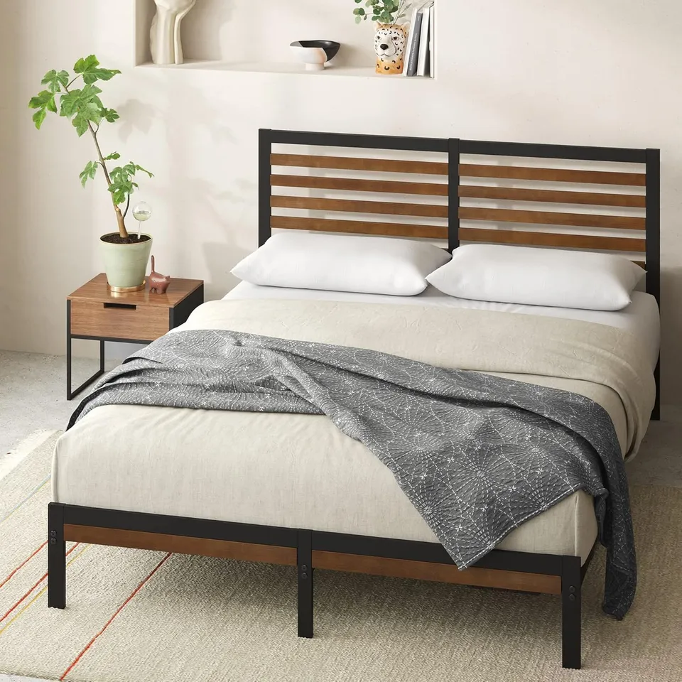 BOXED ZINUS CALEB DOUBLE BED FRAME - BLACK (1 BOX)