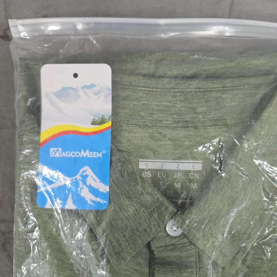 Magcomsen Men's Polo Shirt – Green Knit Polo (Size S/M) 