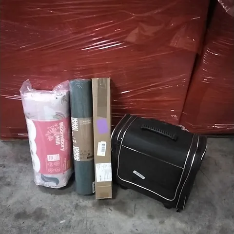 PALLET OF HOUSEHOLD ITEMS TO INCLUDE MAGIC UNICORN NAP MAT, YOGA MAT, FLOATING SHELF, TRAVEL BAG AND OTHER ASSORTED ITEMS...